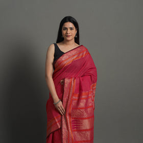 Pink - handloom cotton thread border kanchipuram saree 24