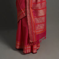 Pink - Handloom Cotton Thread Border Kanchipuram Saree 24