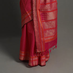 Pink - handloom cotton thread border kanchipuram saree 24
