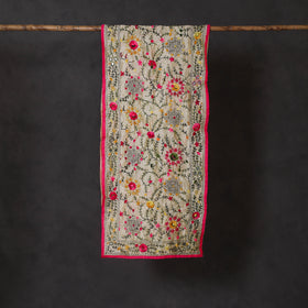 Pink - ranihati chanderi silk hand embroidered stole 05