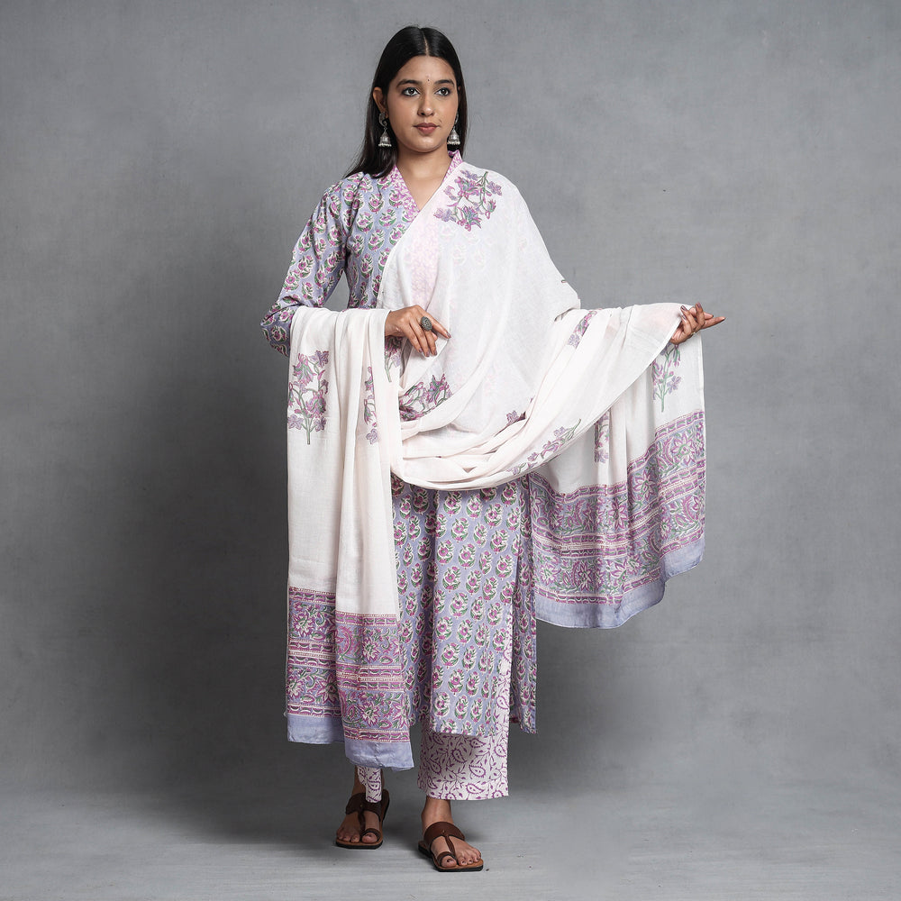 Sanganeri Kurta with Palazzo & Dupatta Set
