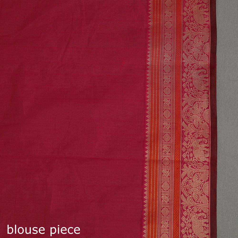 Pink - Handloom Cotton Thread Border Kanchipuram Saree 24