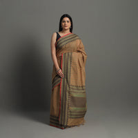 Brown - Handloom Cotton Thread Border Kanchipuram Saree 25