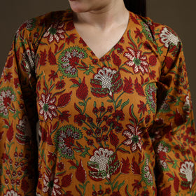 Yellow - Sanganeri Hand Block Print Cotton Short Kurta for women 04