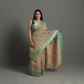 Brown - handloom cotton zari border kanchipuram saree 26