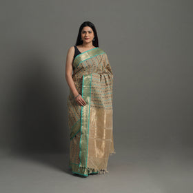 Brown - handloom cotton zari border kanchipuram saree 26