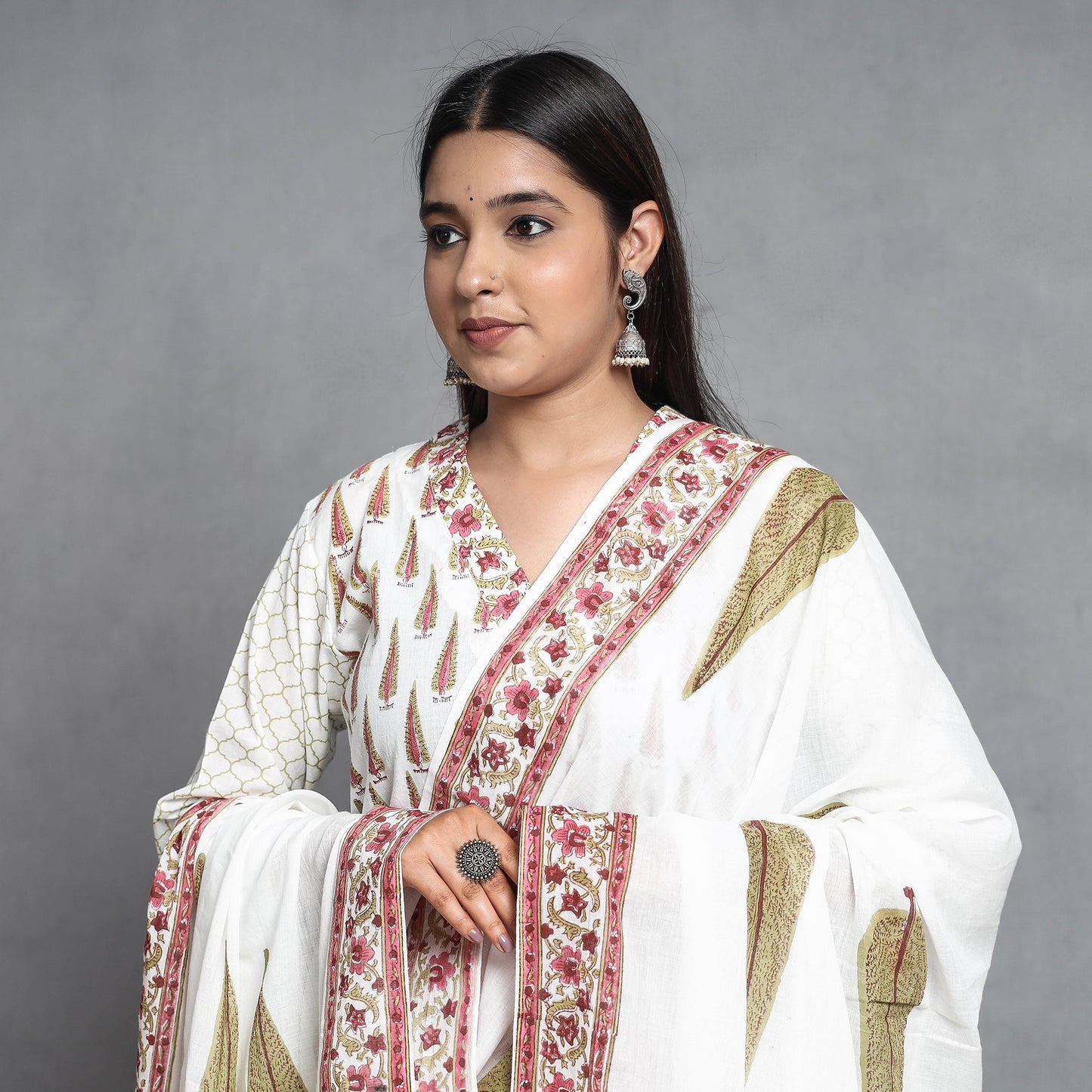 Sanganeri Kurta with Palazzo & Dupatta Set
