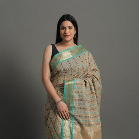 Brown - handloom cotton zari border kanchipuram saree 26