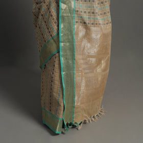 Brown - handloom cotton zari border kanchipuram saree 26