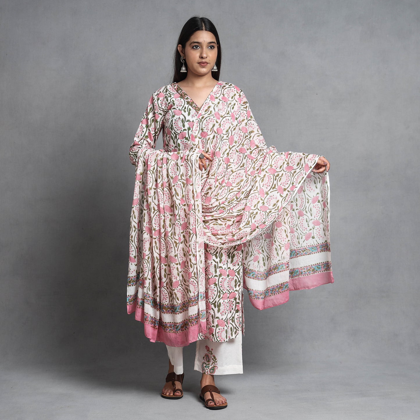 Sanganeri Kurta with Palazzo & Dupatta Set
