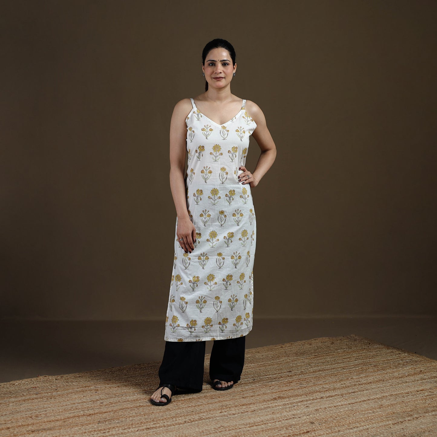 White - Sanganeri Hand Block Print Cotton Straight Kurta for women 21
