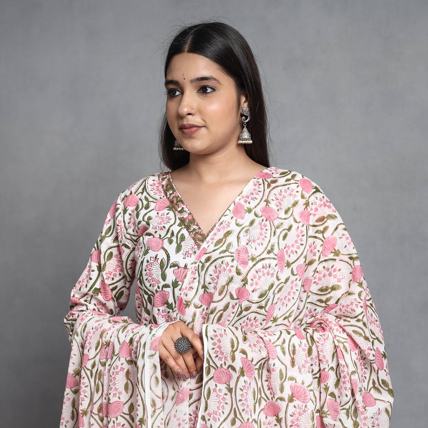 Sanganeri Kurta with Palazzo & Dupatta Set
