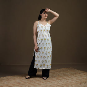 White - Sanganeri Hand Block Print Cotton Straight Kurta for women 21