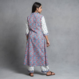  Sanganeri Block Printed Cotton Kurta with Palazzo & Dupatta Set 