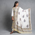  Sanganeri Block Printed Cotton Kurta with Palazzo & Dupatta Set 