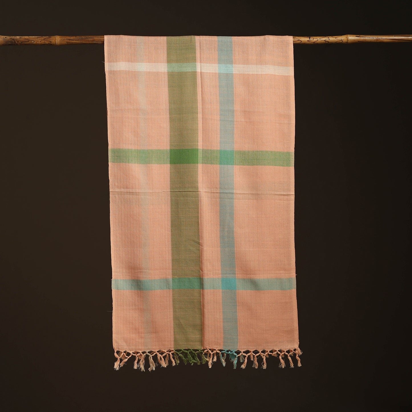 Peach - kumaun handwoven merino wool x cotton stole 105