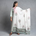 Green - Sanganeri Block Printed Cotton Kurta with Palazzo & Dupatta Set