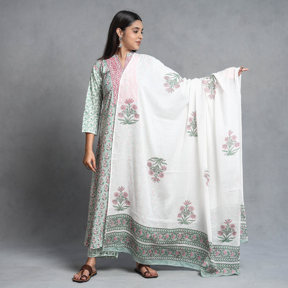 Sanganeri Kurta with Palazzo & Dupatta Set
