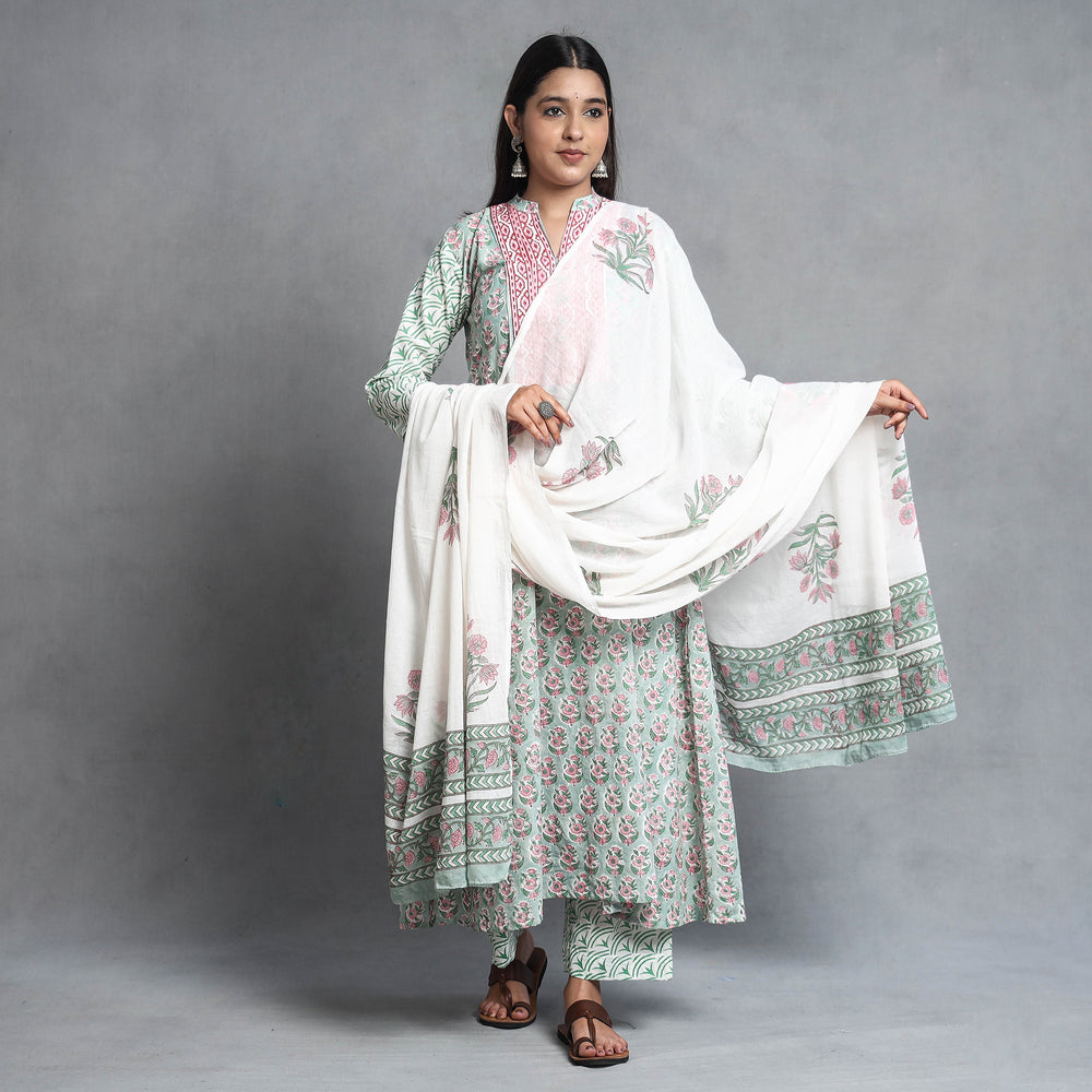 Sanganeri Kurta with Palazzo & Dupatta Set
