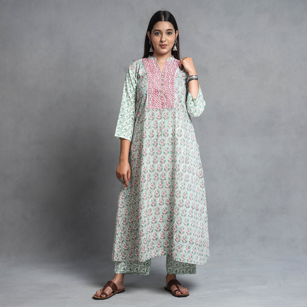 Sanganeri Kurta with Palazzo & Dupatta Set
