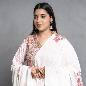 Buy Sanganeri Block Printed Cotton Kurta with Palazzo & Dupatta Set Online at iTokri.com