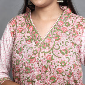 Buy Sanganeri Block Printed Cotton Kurta with Palazzo & Dupatta Set Online at iTokri.com