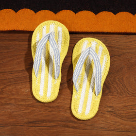 Yellow Hand Braided Cotton Stitched Home Slipper