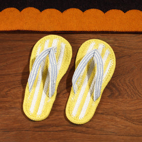 Yellow Hand Braided Cotton Stitched Home Slipper