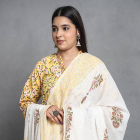 Buy Sanganeri Block Printed Cotton Kurta with Palazzo & Dupatta Set Online at iTokri.com