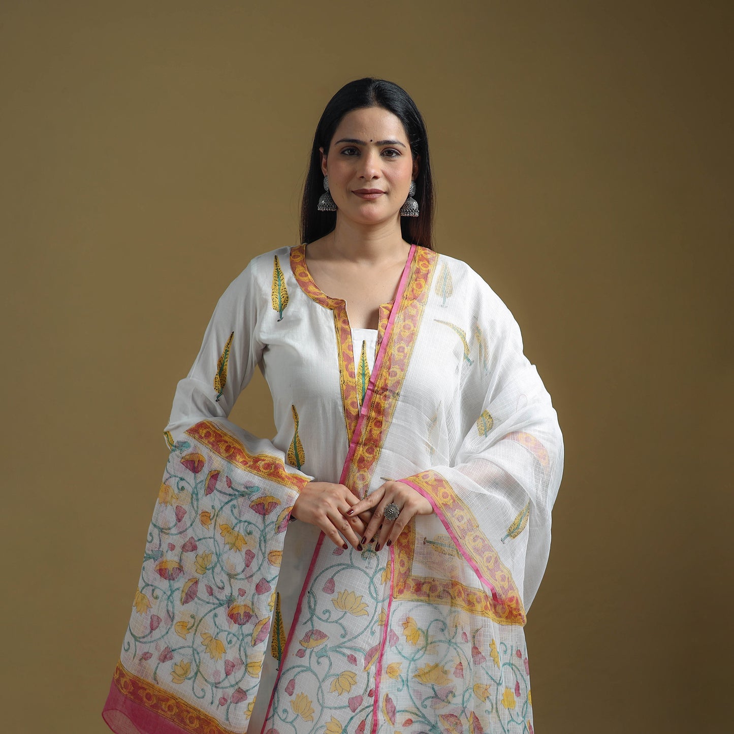 Sanganeri Hand Block Print Cotton Suit Set with Dupatta for women 18