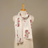 White - Block Print Cotton Sanganeri Stole with Pom Pom 07