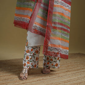 Multicolor - Sanganeri Hand Block Print Cotton Suit Set with Dupatta for women 22