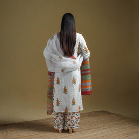 Multicolor - Sanganeri Hand Block Print Cotton Suit Set with Dupatta for women 22