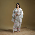 White - Sanganeri Hand Block Print Cotton Suit Set with Dupatta for women 24