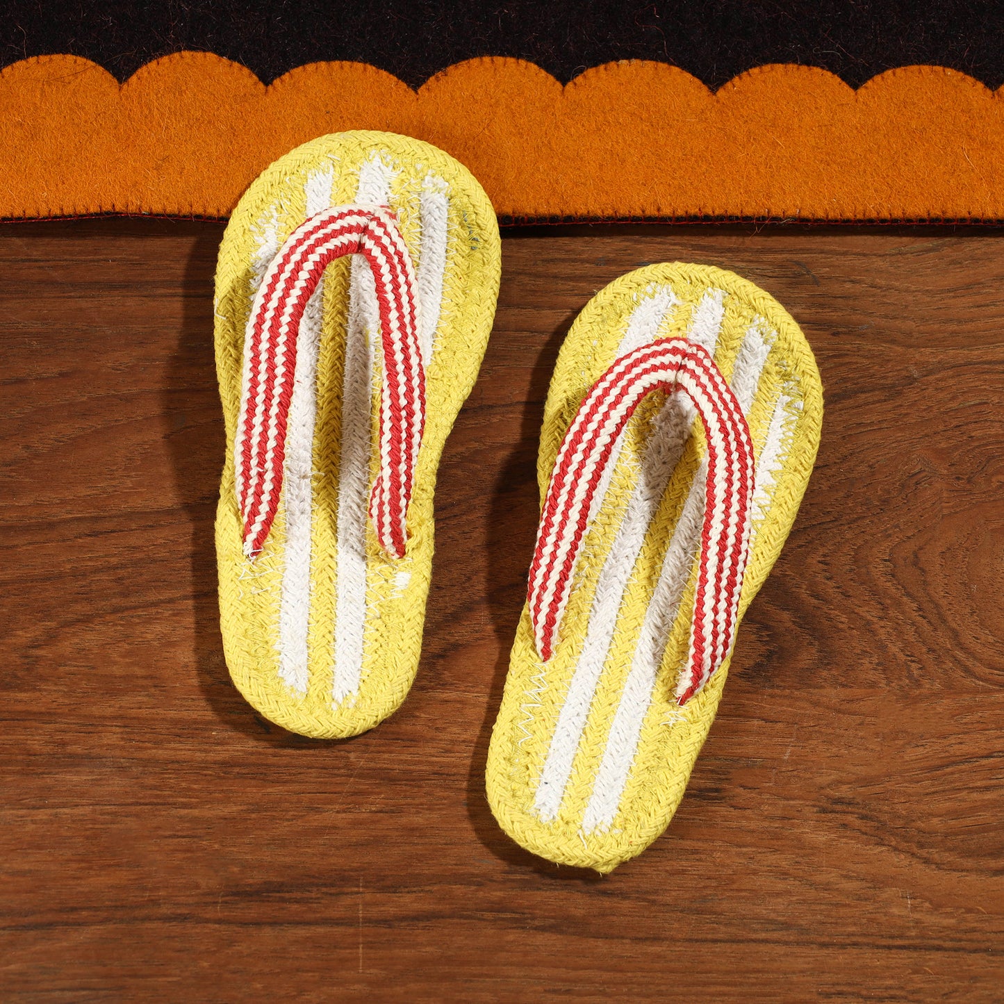 Yellow Hand Braided Cotton Stitched Home Slipper