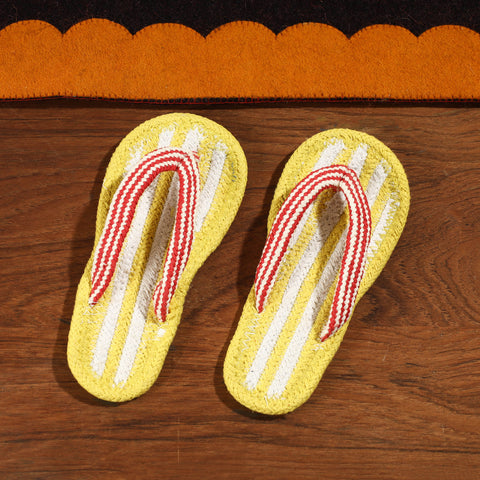 Yellow Hand Braided Cotton Stitched Home Slipper