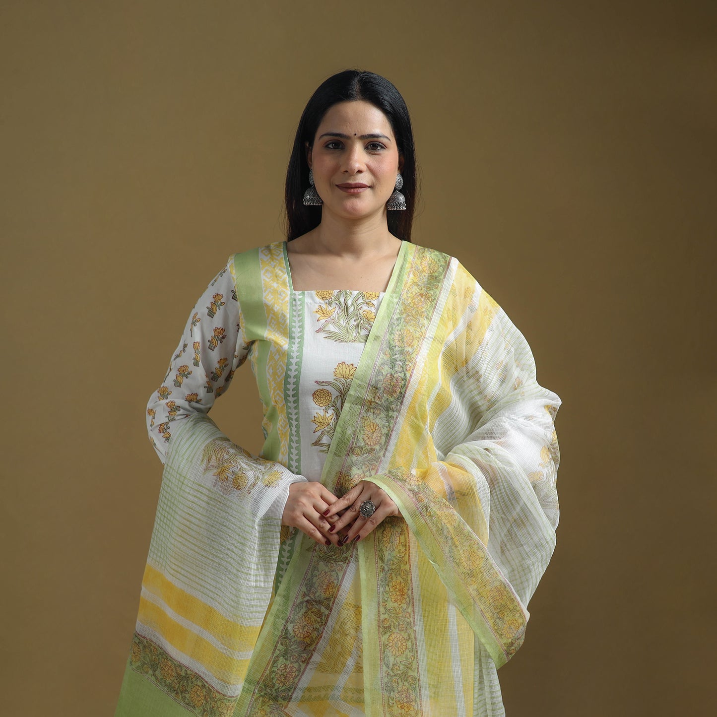 Sanganeri Hand Block Print Cotton Suit Set with Dupatta for women 28
