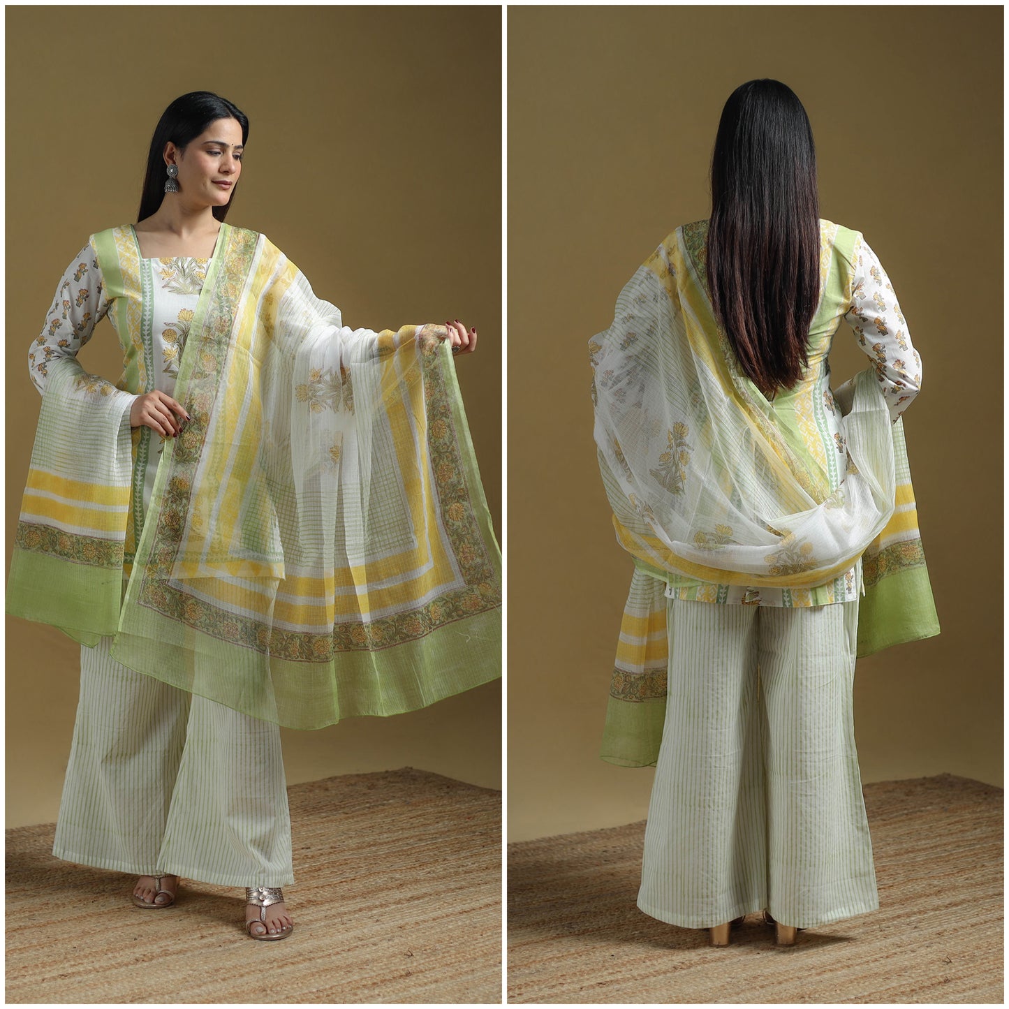 Sanganeri Hand Block Print Cotton Suit Set with Dupatta for women 28