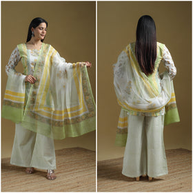 Sanganeri Hand Block Print Cotton Suit Set with Dupatta for women 28