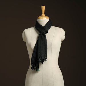 Black - kumaun handwoven merino wool scarf 142 - handcrafted