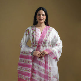 Sanganeri Hand Block Print Cotton Suit Set with Dupatta for women 17