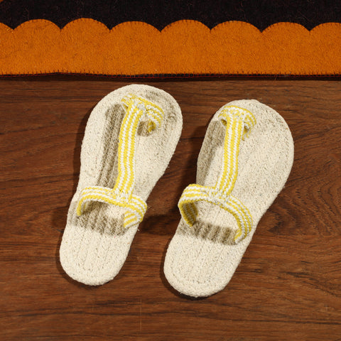 Beige Hand Braided Cotton Stitched Home Slipper