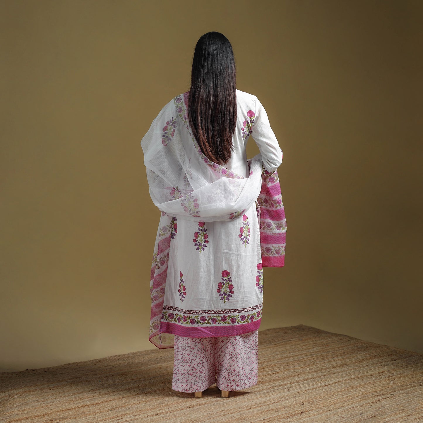 Sanganeri Hand Block Print Cotton Suit Set with Dupatta for women 17