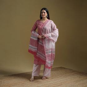 Sanganeri Hand Block Print Cotton Suit Set with Dupatta for women 16