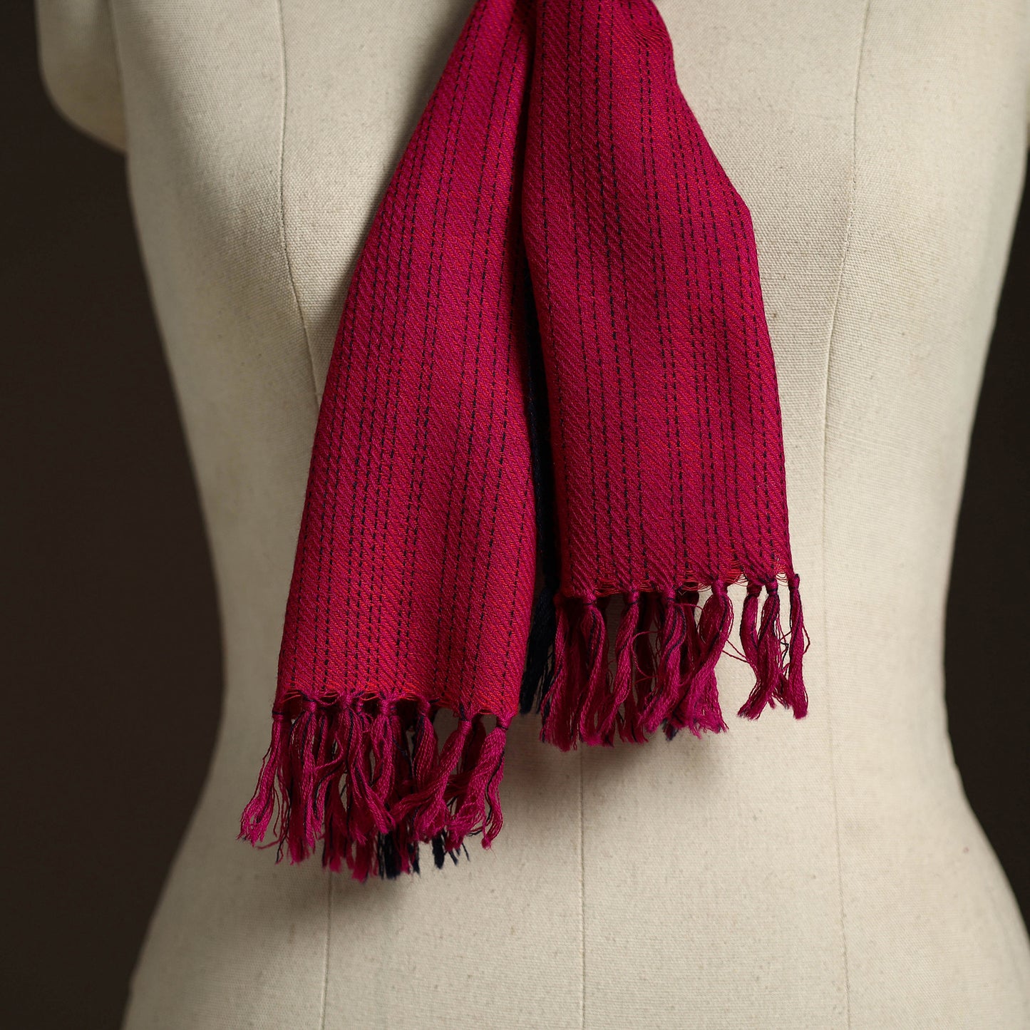 Pink - kumaun handwoven merino wool scarf 144 - handcrafted