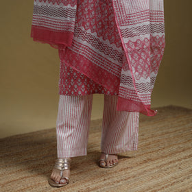 Sanganeri Hand Block Print Cotton Suit Set with Dupatta for women 16