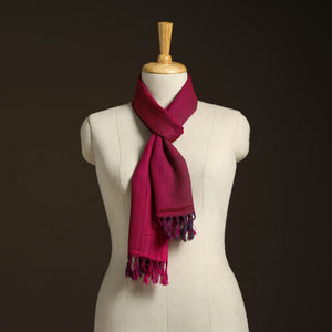 Pink - kumaun handwoven merino wool scarf 145 - handcrafted