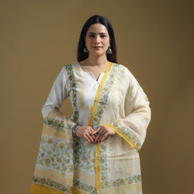 Sanganeri Hand Block Print Cotton Suit Set with Dupatta for women 15