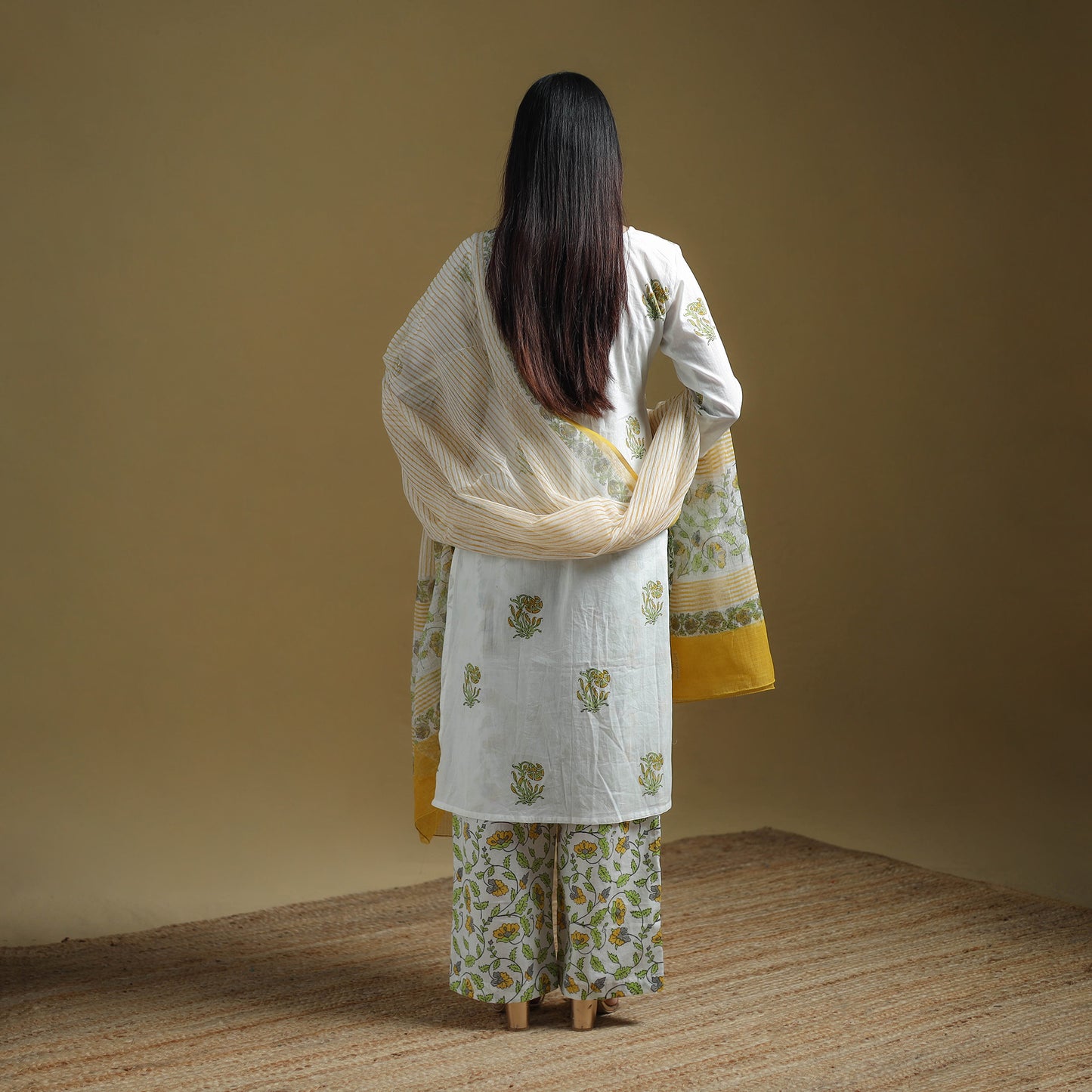 Sanganeri Hand Block Print Cotton Suit Set with Dupatta for women 15