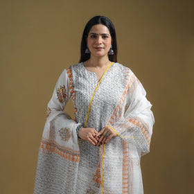 Sanganeri Hand Block Print Cotton Suit Set with Dupatta for women 14